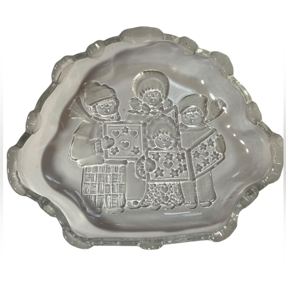 Vintage Clear Glass Holiday Candy Dish – Carolers Design